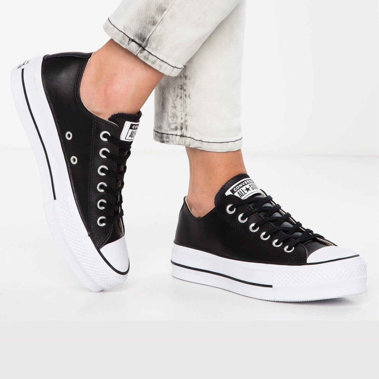 Converse - Chuck Taylor All Star Plataforma Clean Leather PoliPiel Negra